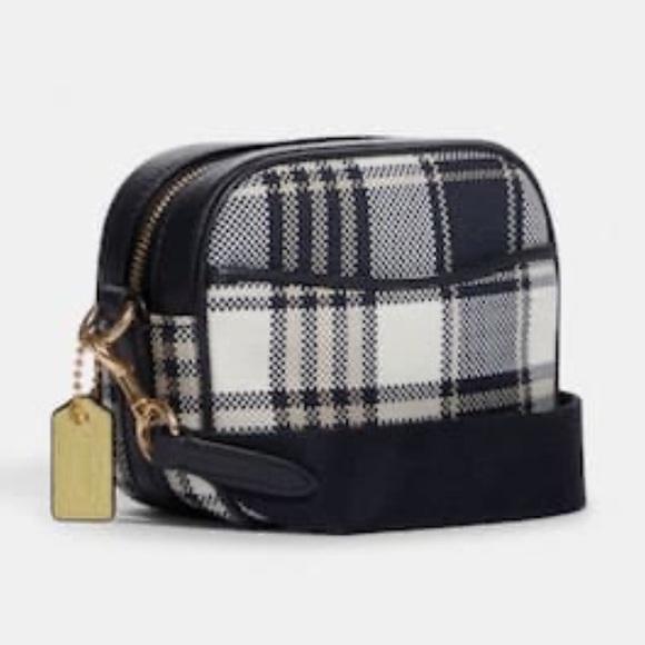 Coach Mini Dempsey Camera Bag With Garden Plaid Print And Coach Patch - Picture 2 of 4
